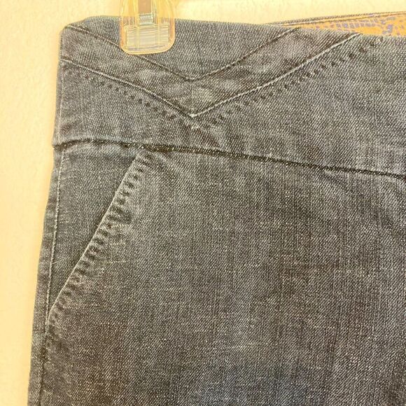 Y2K Dark Denim Bermuda Shorts w/ stretch and great detail covered buttons - Picture 4 of 7